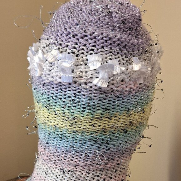 Tinsel Riot — Frosted Knit Hood / OOAK Fairycore Mask - Picture 6 of 6